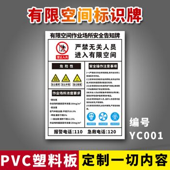 棉柔洁有限空间安全告知牌进入需许可作业安全标识警示牌禁止入内空间