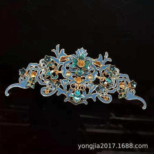 永佳diy饰品合金仿烧蓝掐丝珐琅复古发冠配饰新娘头饰