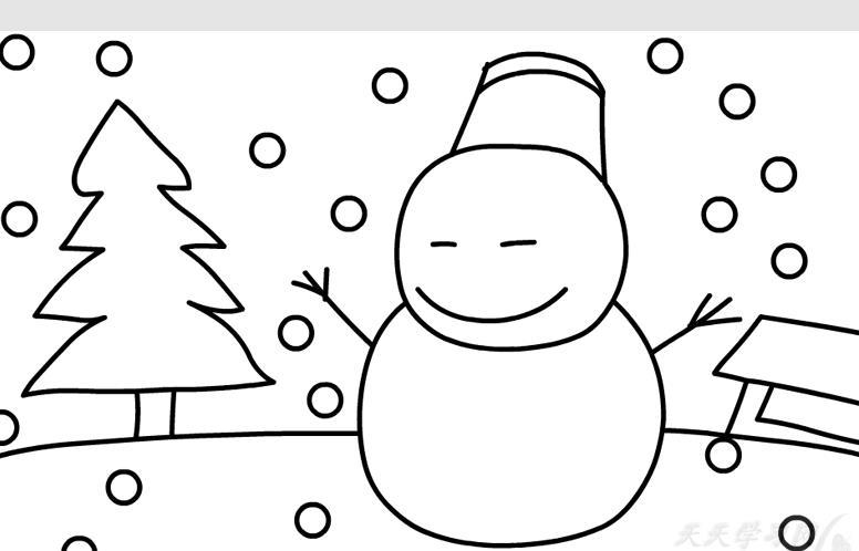 冬天风景简笔画之欢快的雪人