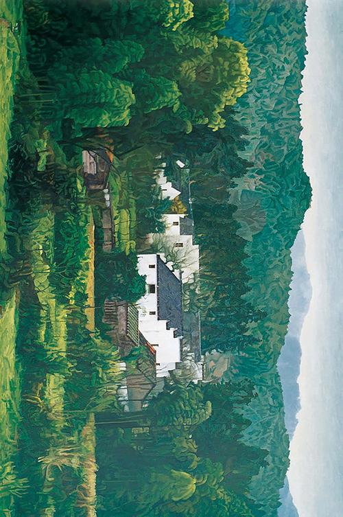 陈建中/旅居法国/《婺源村居》/2005/布面油画/130厘米&times;195厘米