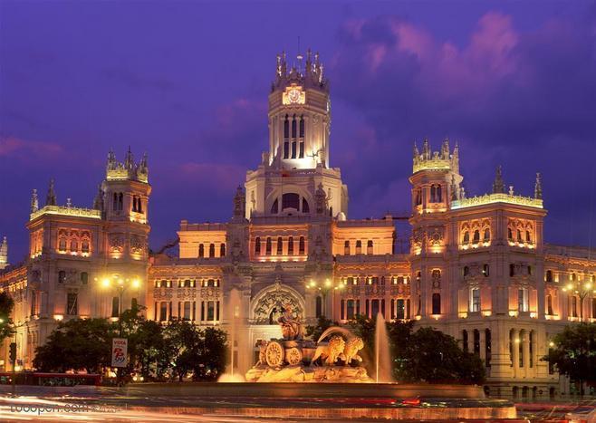 欧洲古建筑皇宫宫殿城堡夜景高清背景图片素.