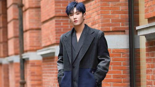 回车桌面>电脑壁纸>明星>大陆明星>李汶翰真空西装帅气写真>