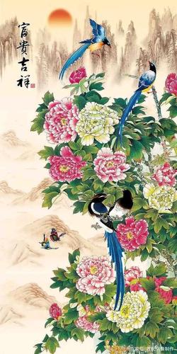 花开富贵,锦绣前程,鸟语花香无水印手机壁纸