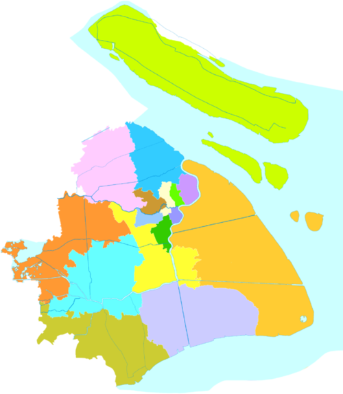 黄浦区 ② 徐汇区 ③ 长宁区 ④ 静安区 ⑤ 普陀区 ⑥ 虹口区 ⑦ 杨浦