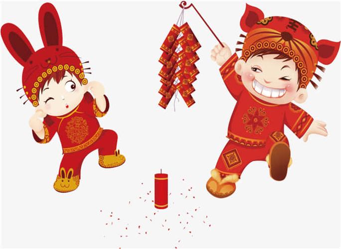 儿童放鞭炮人物元素