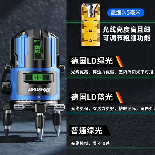 目博士水平仪绿光超亮手提箱座蓝工地强精准度十字测绿线激光电