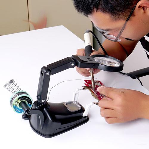 拜斯特台式放大镜带led灯高老人阅读清倍修钟表手机主板维修台灯雕刻