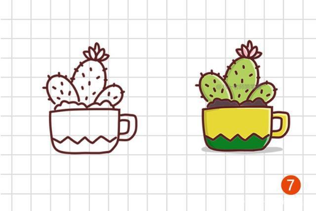 简笔画手帐素材分享 夏日和植物盆栽