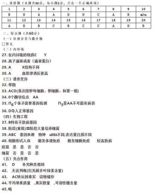 2019届物理,地理,生物等级考试卷&答案