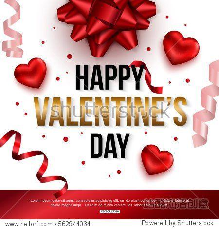 happy valentines day card design with heart and rose ribbon.
