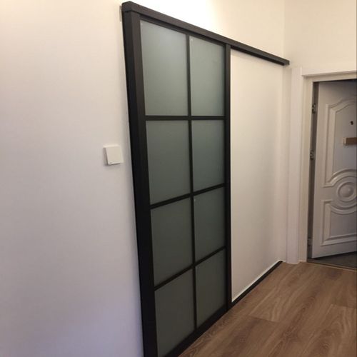 上海定制钛镁合金厨房阳台卫生间厕所推拉门钢化磨砂玻璃单扇移门