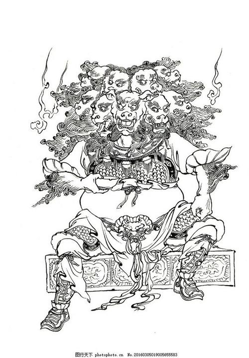 西游记 九灵元圣 狮子精 妖怪 白描人物 西游记白描李