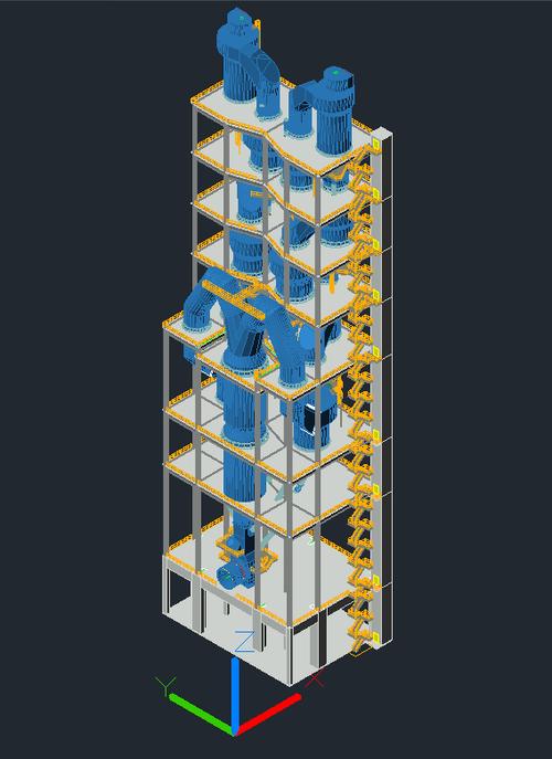 水泥厂的预热器分解炉cad模型机械设备cad图纸