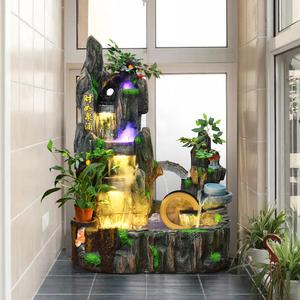 大型假山流水喷泉鱼缸室内客厅阳台中式家居装饰落地招财风水摆件