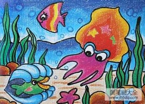 海底世界儿童画:游太平洋海底世界