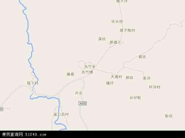 中国福建省龙岩市永定县古竹乡地图(卫星地图)