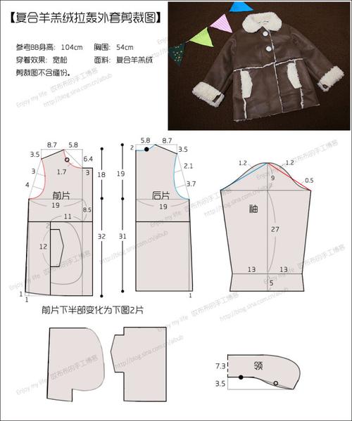 明月手工~pu皮羊羔绒外套 背心(附裁剪图)