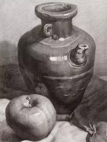素描罐子步骤示范画法,静物素描步骤,优秀儿童画教师范画,简单静物
