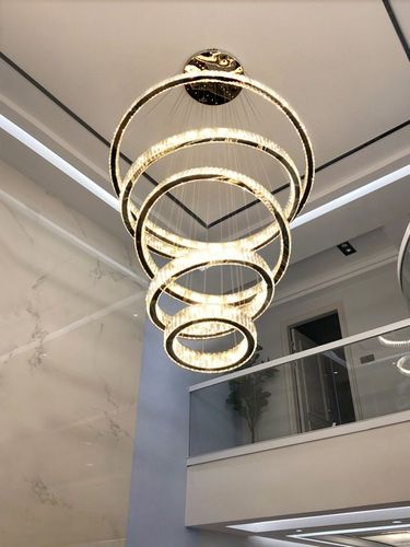 吊灯复式楼水晶挑高简约现代客厅中空楼梯间楼其他