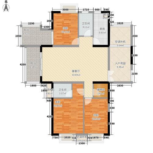 名仕公馆3室1厅2卫1厨132.00㎡户型图