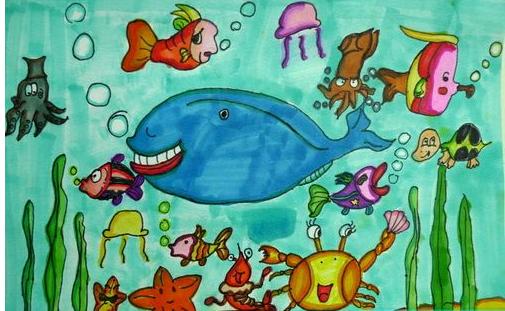 更多幼儿组海洋世界绘画一等奖,海洋世界儿童画画,可前往【儿童绘画