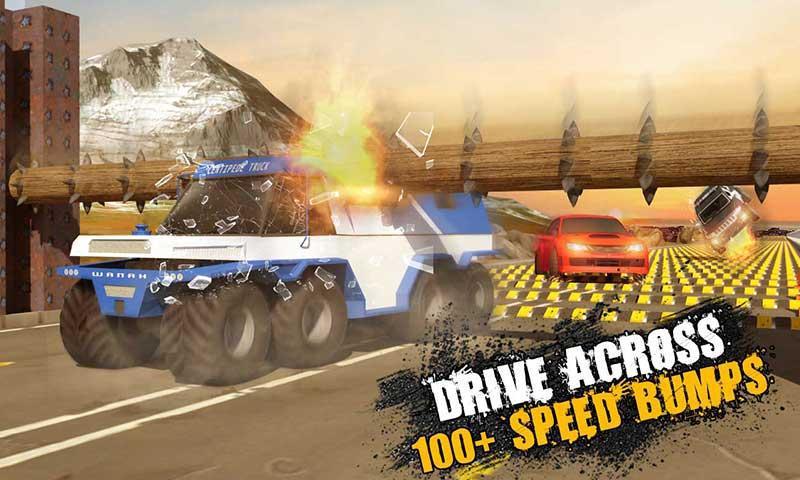 减速带汽车碰撞测试:速度断路器挑战 3d | 100 speed bumps challenge