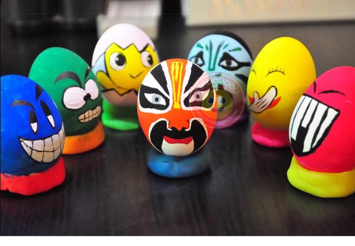彩绘鸡蛋 仿真彩色鸡蛋壳 儿童手绘玩具复活节幼儿园diy装饰挂饰