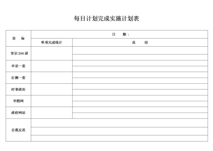 每日计划完成实施计划表doc1页