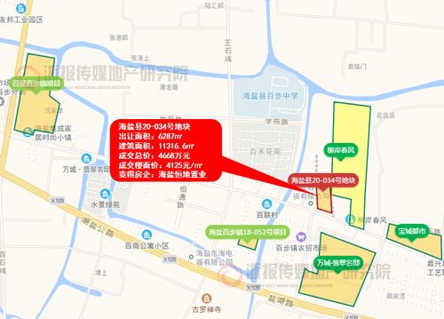 百步镇商住地由海盐恒地置业以总价4668万元竞得,折合楼面价4125元
