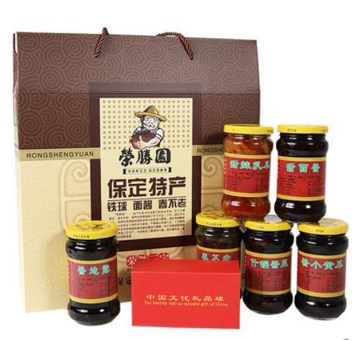 保定三宝礼盒 保定特产荣胜园酱菜咸菜铁球面酱春不老黄瓜下饭菜