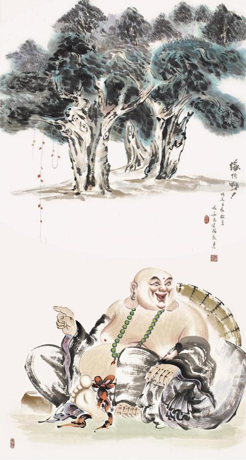 国画作品《【大自在弥勒佛40】作者尚建国》