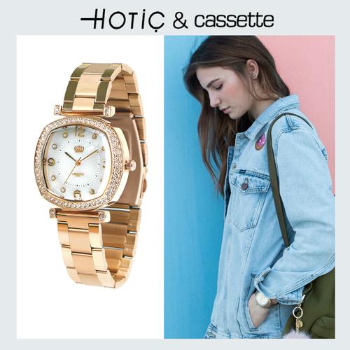 金色防水钢表时尚欧美腕表女百搭石英女表  商家:cassette欧洲魔宝盒