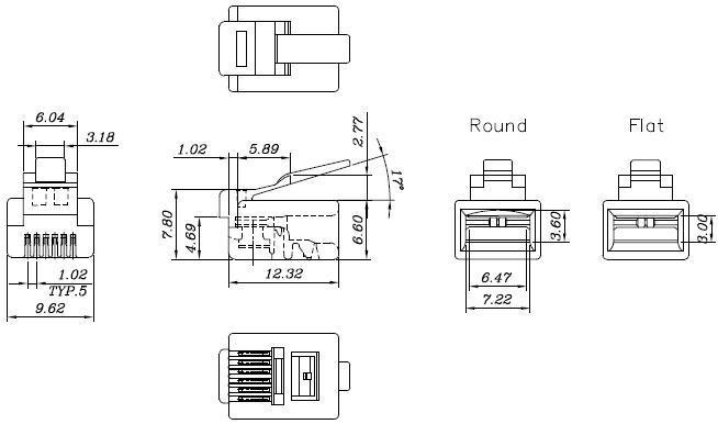 rj48水晶头 超五类rj48 非屏蔽 10p水晶头 10芯网络线专用连接头
