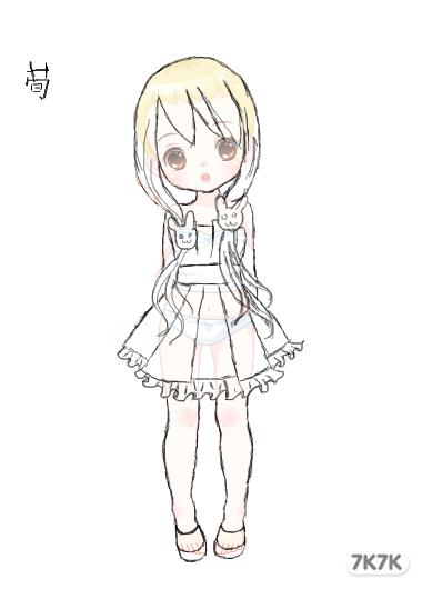 卡通模特换装简笔画