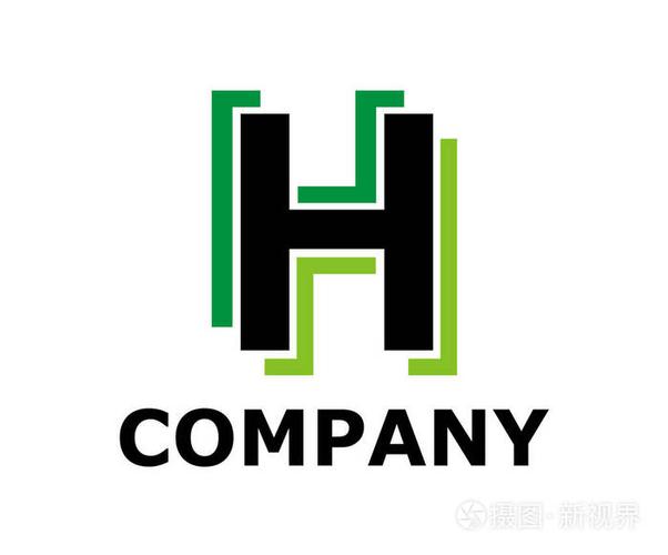 标志符号双线像霓虹灯类型字母 h 初始业务徽标设计思想插图形状为