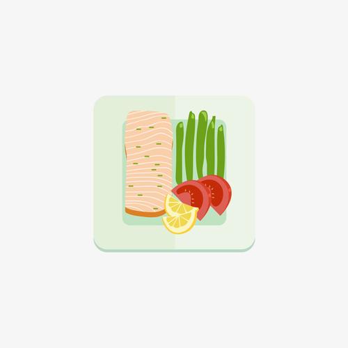 手绘/卡通 卡通元素 > 一盘蔬菜水果和肉  收藏 [声明] 觅元素所有