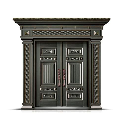 大门农村自建建房四开防盗开门进户门锌合金别墅进户门