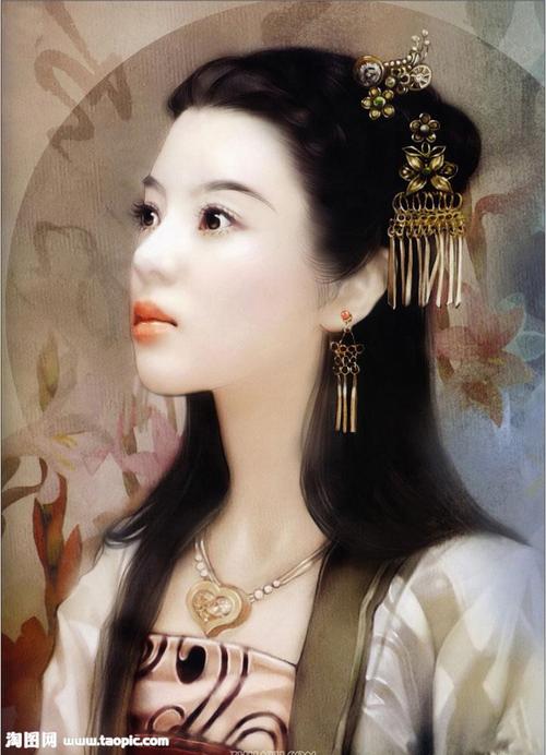 手绘古装美女插画图片