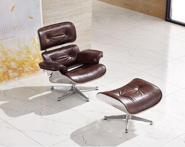 铝皮伊姆斯躺椅eames lounge chair查尔斯弯木椅真皮沙发休闲椅