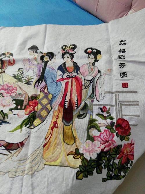 十字绣成品,红楼群芳图.
