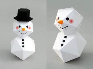 diy手工折纸儿童玩具卡通摆设圣诞节雪人 3d纸模立体拼图模型摆件