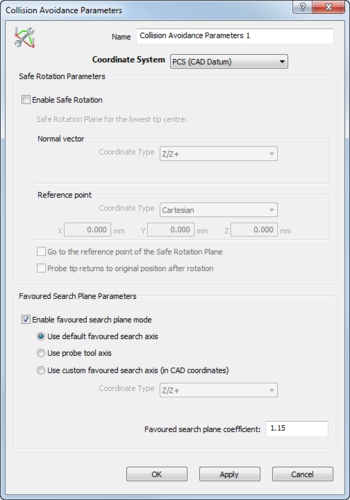 to create a collision avoidance parameters item