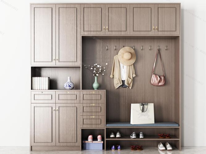 新中式多功能鞋柜模型