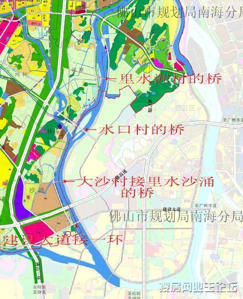 线即为整个金沙洲的环岛路,三地的临江大道共同构成金沙洲的环岛路