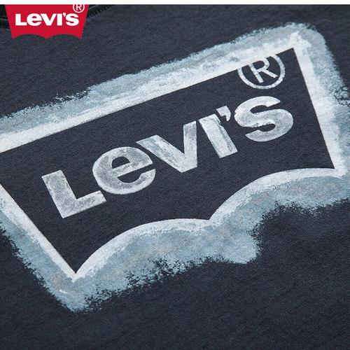 levi"s李维斯 品牌童装男童春款时尚大方长袖t恤 深蓝色 130