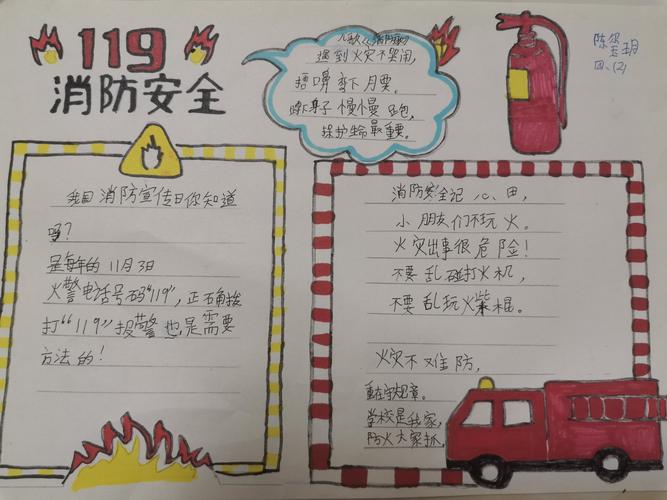 做好安全防范,幸福伴你同行——昆仑镇中心小学四二班消防安全手抄报