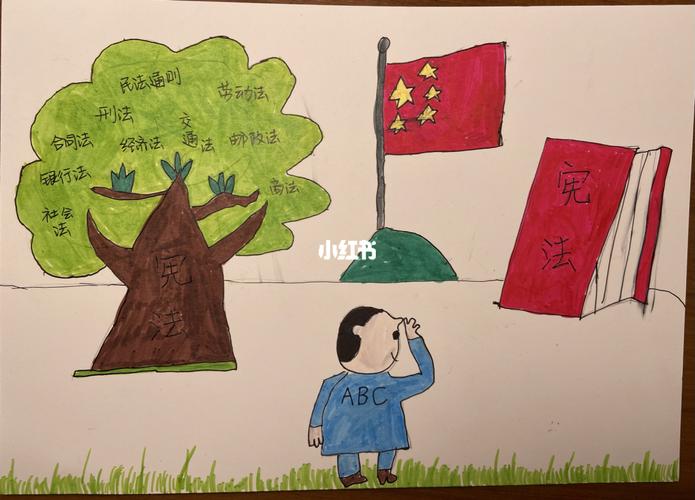 宪法伴我成长主题画_绘画_文化_绘画
