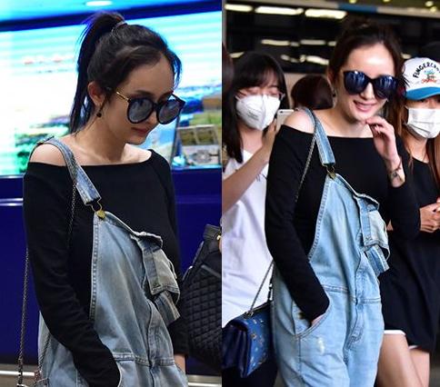 杨幂就尴尬了,搭配随意也就算了,但是为什么这驼背的毛病一直没有