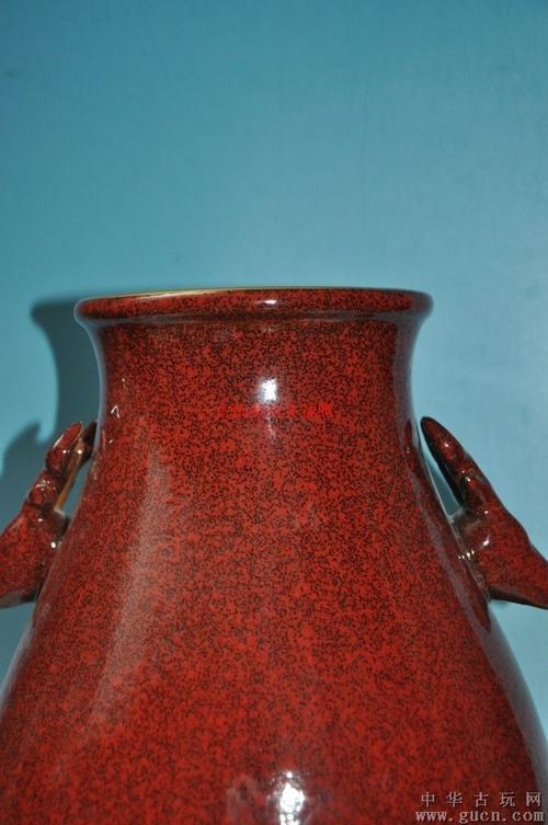 大清康熙年制窑变色包金口鹿头尊