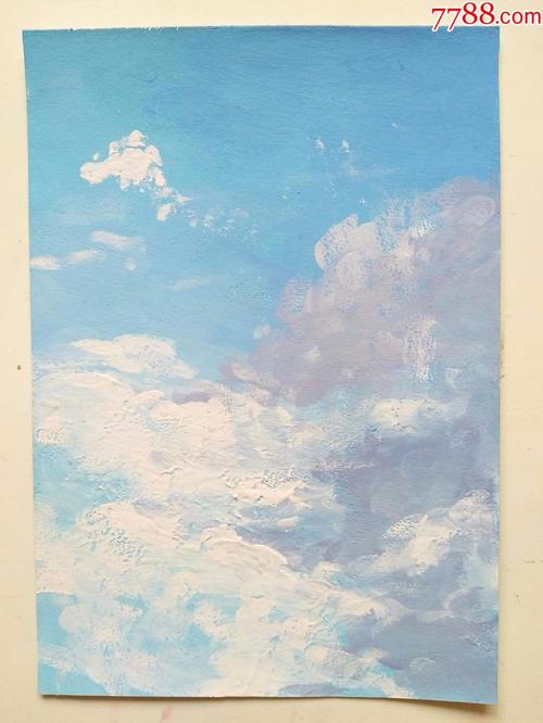 有款手绘水粉画稿原稿《天空》